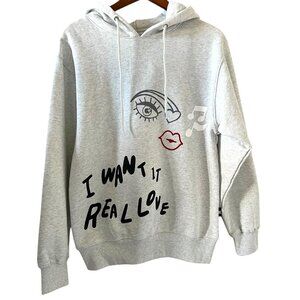 BTS Official Merchandise NEW DNA Hooded Sweatshirt In Light Gray Size M